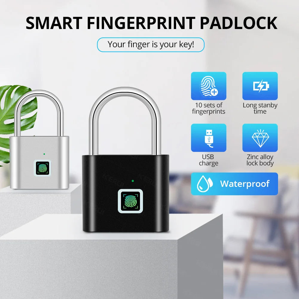 Fingerprint Lock Smart Padlock Waterproof