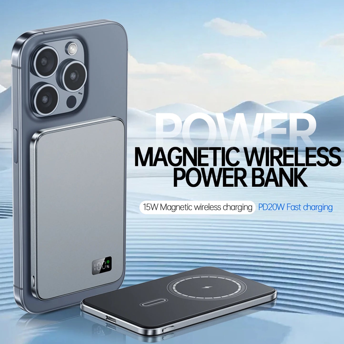 Fast Charging Magnetic Wireless Power Bank PD25W