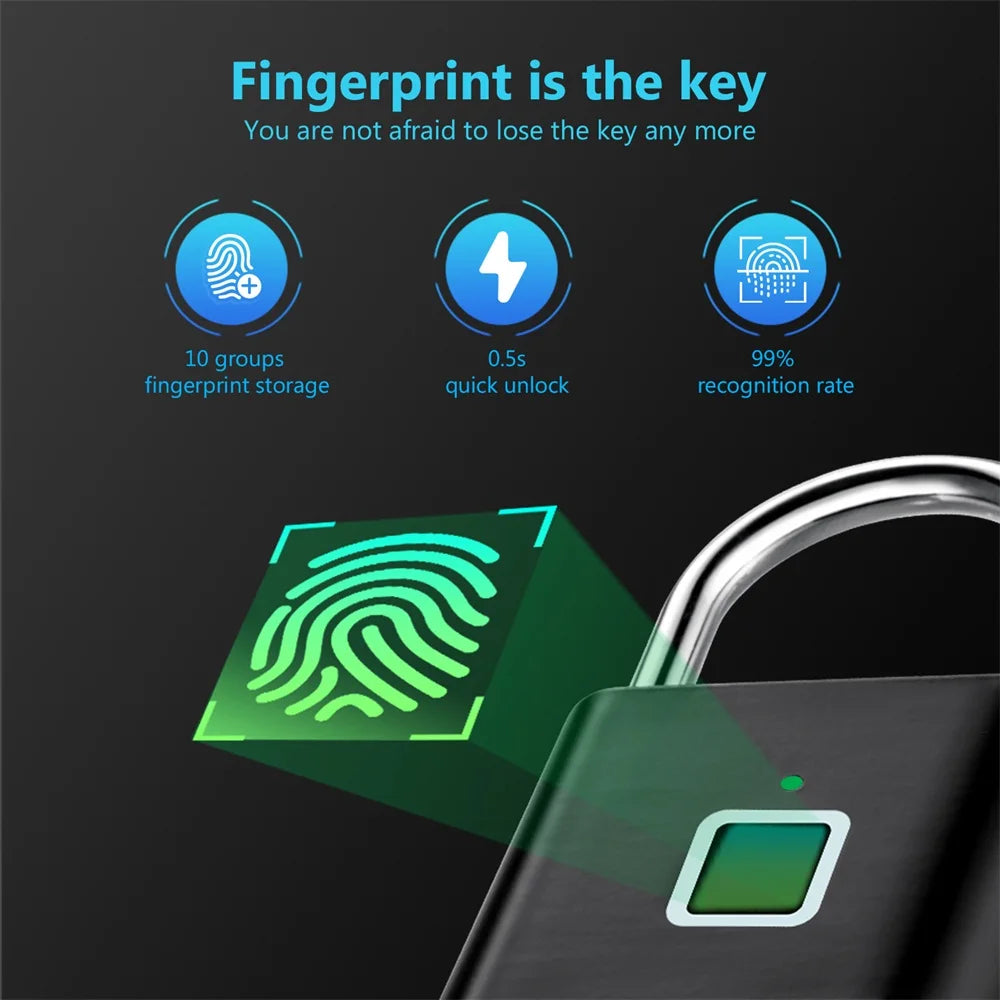 Fingerprint Lock Smart Padlock Waterproof
