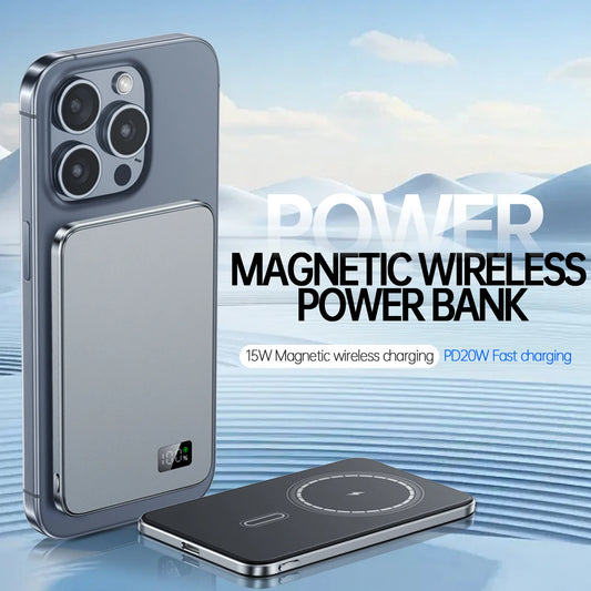 Fast Charging Magnetic Wireless Power Bank PD25W 
