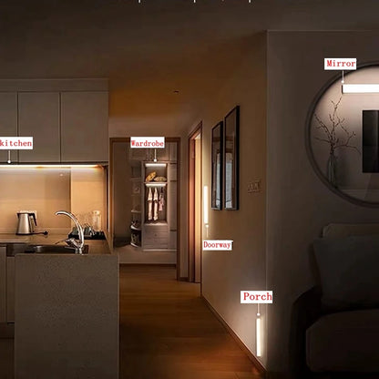 LED Motion Sensor Light Wireless LED Night Light Type C Rechargeable Light Cabinet Wardrobe Lamp Staircase Backlight for Kitchen
